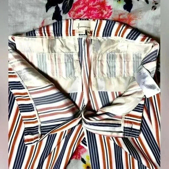 By-Anthropology Low Rise Blue/Burnt Orange Striped Flare Pants Women’s‎ Sz 10 - Picture 4 of 9